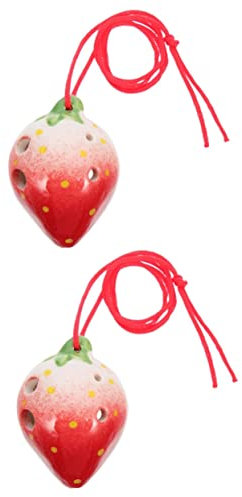 BESTonZON 2stücke Strawberry Shaped Ocarina Kinderinstrument Aus Keramik Tragbare Ocarina Für Anfänger Leicht Spielbar Für Windinstrumentenliebhaber Mit Praktischer Schnur Zum Tragen
