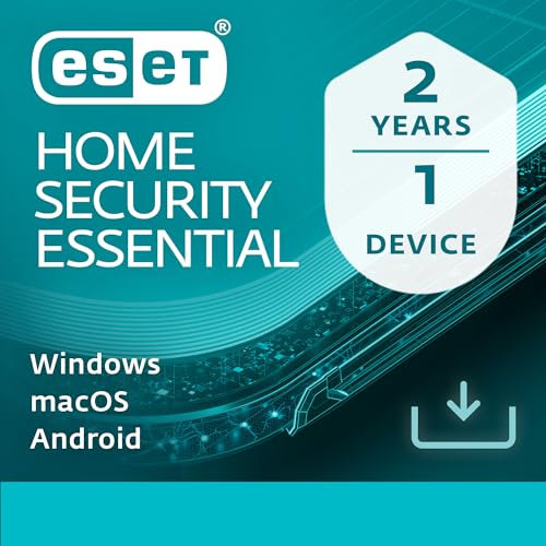 ESET HOME SECURITY Essential 2026 | 1 Device | 2 Years | Antivirus, Safe Banking, Safe Browsing, Anti-Phishing, Webcam Protection, Microphone Monitor | Activation key by email