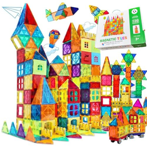Sophie's Planet - Magnetische Fliesen - Magnetisches Spielzeug – 100 Stück - Konstruktionsspielzeug - Magnetische Fliesen - Montessori Spielzeug