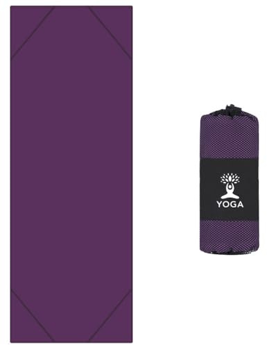 Oaygat Serviette de tapis de yoga antidérapante à séchage rapide avec poches d'angle exclusives, design absorbant la transpiration, couverture de yoga chaude, serviette antidérapante avec sac de