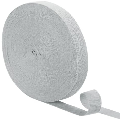 QUARKZMAN 21 Meter Baumwoll Schrägband, 3/4 Zoll 23 Yards Fischgrätenstich webband zum nähen stoffbänder Gurtband Baumwollband für Heimwerker DIY Handwerk Kleidungsnähen (Grau)