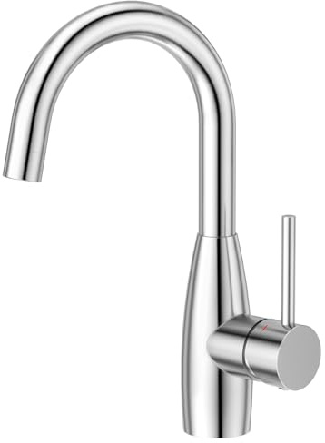 CREA Grifo de Baño, Grifo para Lavabo Giratorio a 360°, Grifo para Baño o Cocina, Grifo para Fregadero con Caño alto, Grifo de Cocina Monomando de Agua Fría y Caliente,Cromado