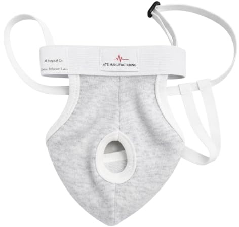 AT Surgical Scrotal Suspensory Support – Melon Grapefruit XL Enlarged Testicles, Adjustable Waistband, Comfort & Stability (Leg Straps – 4105)