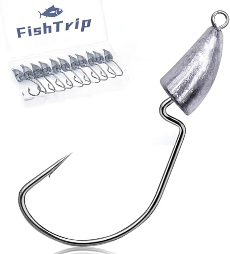 Texas Rigs EWG - Ganchos con peso de cabeza de bala, para pesca de lubina, agua salada, 1/16 1/12 1/8 1/6 1/4 1/3 1/2 onzas