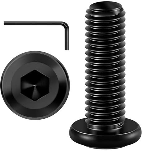 Wavanta 20 bulloni M5, viti a testa piatta con testa esagonale M5 x 25 mm, in acciaio inossidabile 304, ossido nero, filettatura completa, con chiave esagonale