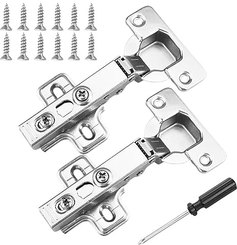 2 pcs Soft Close Cabinet Hinge,110 Degree Full Overlay Kitchen Door Hinge,35mm Concealed Kitchen Cabinet Hinges Cabinet Door Plate with Screws