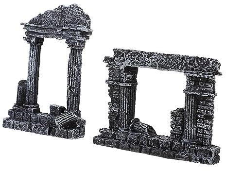 FONDOTIN Decorazione per Acquario 2 Pezzi Pilastri in Marmo E Resina Ornamenti Unici E Robusti per Il Miglioramento dello Scenario Dellacquario