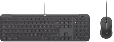 Logitech Signature Slim Wired Combo MK620 för affärer, optisk kabelansluten mus, tangentbord i standardstorlek, USB-C Plug and Play, Windows/Mac/Chrome/PC/Notebook, tysk QWERTZ-layout – grafit