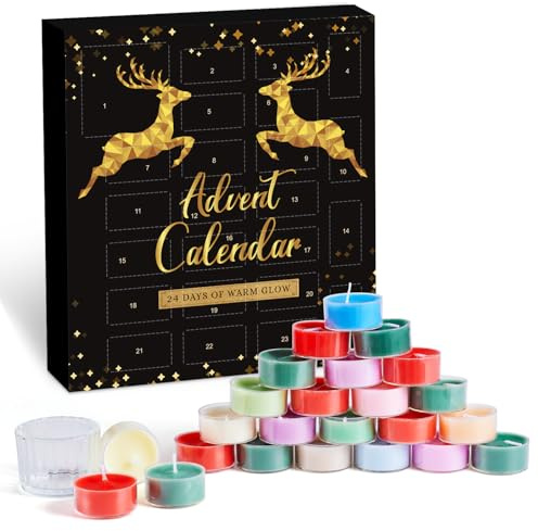 Adventskalender Duftkerzen Frauen Kerzen mit 24 Teelicht-Duftkerzen, Weihnachtskalender Geschenke für Frau Mama Schwester Freundin