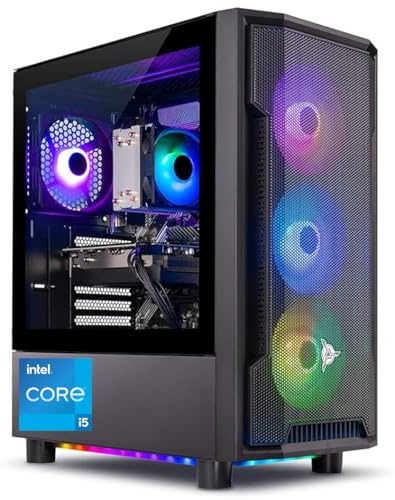 Skytech Gaming Shadow Desktop PC, Intel i5 14400F 2.5 GHz (4.7GHz Turbo), NVIDIA RTX 5060, 1TB Gen4 NVMe SSD, 16GB DDR5 RAM 5200, 650W Gold PSU, Wi-Fi, Win 11