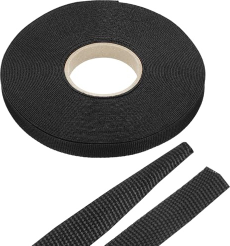 sourcing map Braided Cable Sleeves Heat Shrinkable Fabric Sleeving, 3/8 60ft Black 2:1 Ratio Heat Shrinkable Cord Protector for Harness Cable, Network Cable Protection, Cable Management