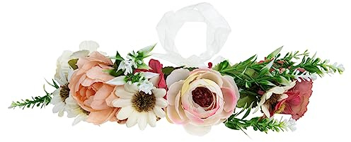 KAILIKETIY Blumenkranz Haarreif Hochzeitsblumenkrone aus Kunstblumen Handgefertigter Haarschmuck für Bräute und Brautjungfern Fotorequisit für Hochzeiten und Feste