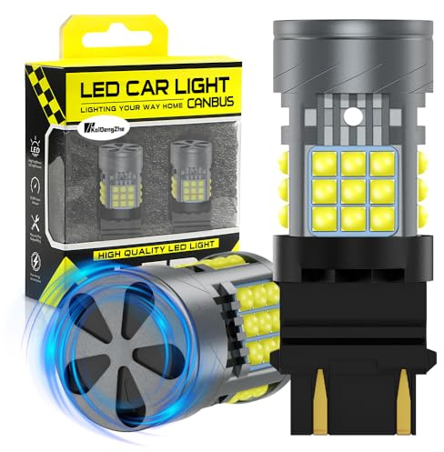 KaiDengZhe 3157 T25 LED Bulb with Cooling Fan, 2PCS CANBUS Error Free 500% Brightness 3000LM White P27/7W 3157A 3157NA LED for Back up Light Daytime Running Light Turn Signal Light Brake Light