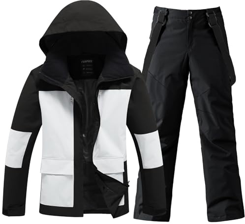 HOTIAN Herren Ski Jacke und Hosen Set Herren Schneeanzug Winter Warme schneeanzug Wasserdicht Winddicht skibekleidung Snowboard Set