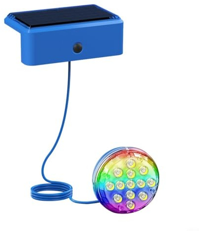 WIIYENA Luci per piscina a energia solare con telecomando e timer, luci subacquee impermeabili IP68, design wireless per un uso sicuro in piscina, ricarica solare automatica per illuminazione notturna