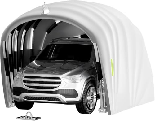 Garaje Exterior para Coche, Tienda de Campaña para Garaje, Garaje Carpa Impermeable con Cerradura, Garaje Plegable Móvil, para Todo Tipo de Coches, Gris