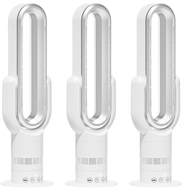 Eduzita 3er Pack - QG830 Bladeless Turmventilator, 2-in-1 Heizgerät & Kühlventilator, 10 Kühl- & 3 Heizstufen, Fernbedienung & Touch-Steuerung, Ultra-Leiser & Energiesparender DC-Motor