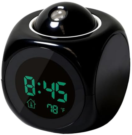 Genérico Projektionsväckarklocka, digital väckarklocka med projektor, LED-projektionsklockor med temperaturdisplay med röststyrning och snooze-kontroll för människor sover mycket