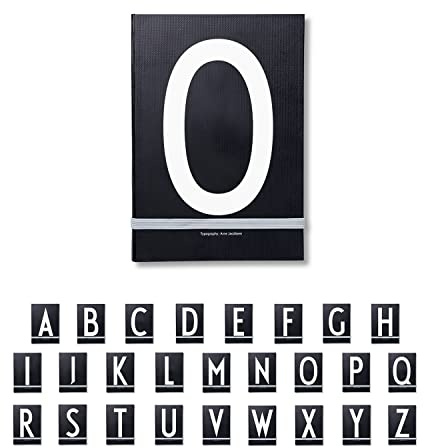 Design Letters Buchstaben Notizbuch A5 A-Z Schwarz | Nutzen Sie das unlinierte Notizbuch als Bullet Journal, 2024 Planer | Notizbuch A5 mit elastischem Verschlussband | 146 nummerierte Seiten