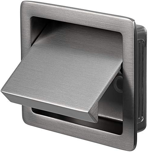 Gedotec Tirador plegable empotrable con concha para cocina - Raso pequeño | Tirador empotrable con solapa | Metal plateado | Mango con forma de concha para armarios y cajones | 1 pieza - Manija de