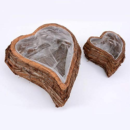 Pflanzschalen Herzen aus Rinde Naturprodukt. Länge 30 cm / 45 cm. 2 Größen, 2 Stück.