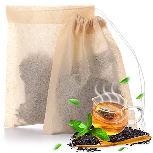 Outus 400 Pcs Tea Filter Bags Disposable Tea Infuser with Drawstring | 2.36 x 3.15 Natural Unbleached Paper, Fits Loose Leaf Tea and Coffee, Strong Penetration, for Home and Office Use