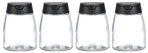 UNGROL Zoloyo Gewürzstreuer-Set, 4-teilig, Schwarz, Minimalistisch, 6,3 x 8,5 x 4 cm, Gewürzbehälter, FOOD_STORAGE_CONTAINER