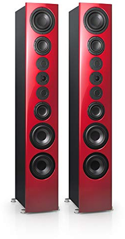 Nubert nuVero 170 | Rot/Schwarzes Standlautsprecherpaar | 2 Stück High End Standlautsprecher | Lautsprecher für Stereo | HiFi Qualität auf höchstem Niveau | Passiv Standboxen 4 Wegen Made in Germany