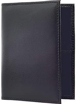 Festland DESIGN® Fahrzeugschein Hülle Ausweishülle Mappe für Zulassungsschein Führerschein Kartenetui Kartenhülle Kfz Schein Autozubehör Etui aus Echt Leder Schwarz mit 5 Fächern (Schwarz)