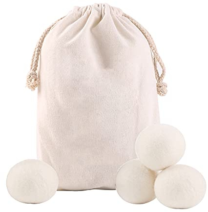 Trocknerbälle für Wäschetrockner Daunenjacken, Trocknerbälle für Trockner aus 100% Natürlicher Schafwolle, Dryer Balls Trocknerball öko Wäscheball Weichspüler Antistatisch Leise (4 Stück, Weiß)