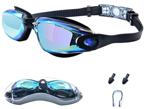Swimming Goggles for Men Women Adults - Anti Fog Swim Goggles with Uv Protection, Clear Vision, No Leaking Silicone Cushion