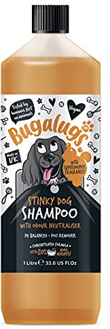 BUGALUGS Stinky Dog Shampoo mit Geruchsneutralisierer, Fuchskot-Shampoo für Hunde mit Hundeparfüm, veganes Hundepflege-Hundeshampoo für empfindliche Haut, erstaunliches Welpen-Shampoo & Conditioner (1
