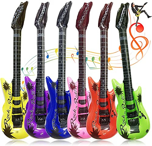 Assorted Color Inflatable Guitar Toys - 36In Waterproof Guitar for Kids Birthday Party, Karaoke Themed Rock and Roll Party Favors