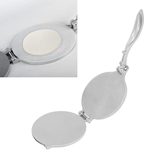 Tortilla Press, Aleación de Aluminio a Prueba de óxido Quesadilla Maker Heavy Duty Taco Maker Multifuncional Aplanador de Masa para el Hogar Tiendas de Pasta Plata 7.7in