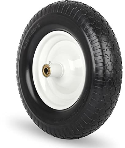 GICOOL 4.00-8 Wheelbarrow Tire Flat-Free Solid Tire and Wheel with 5/8 Axle Bore Hole, 6 Centered Hub for Garden Wagon Gorilla Cart Trolley Dolly Lawn Mover Go Kart Replacement