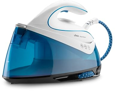 Ufesa Aqua Steam Centro de Planchado de 2400W, 6 Bares, Golpe de Vapor Max 320gr y Constante 120gr /min, Suela Cerámica, Sistema Antical