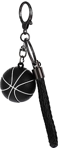 Cobee Basketball Gift Keychain, Novelty Sport Ball Key Chain for Boys Sports Fan Basketball Key Rings Inspirational Gift Keyrings for Kids Party Favors Reward Gift (Black)