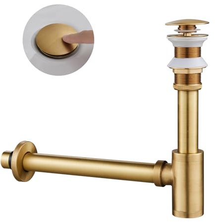 Siphon Universal für Waschbecken, Flaschensiphon in 1 1/4 x 32 mm KEOKBON Syphon & Pop up Ventil Ablaufgarnitur ohne Überlauf Stöpsel Abfluss, Antike