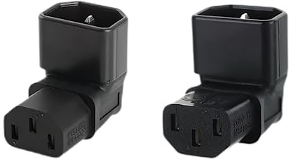 ChenYang 2 PACK IEC 60320 C14 maschio a C13 femmina adattatore connettore di prolunga di alimentazione angolare a 90 gradi 10 A 250 V per monitor/computer/telaio PDU