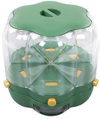 Otufan Distributeur De Riz,ABS Pet Mix Transparent 6 Compartiments Grande Capacité Boîte De Riz Rotative Conteneur Distributeur De Grain Cuisine pour Petits Grains Haricots Riz(9kg-Vert)