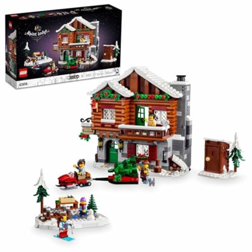 LEGO Icons 10325 Alpine Lodge Modellbauset, Geschenk für Abenteurer und Outdoor-Liebhaber, lustiges Familienbauprojekt, Bauen Sie EIN Modell Bett-und-Breakfast, 10325