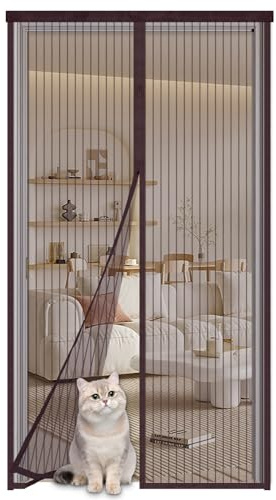 Zanzariera Magnetica per Porte 125x255cm,Tenda Anti-Zanzara con Calamita Zanzariera Magnetica porta,Nessun Attrezzo Richiesto,Chiusura Automatica Traspirante Zanzariere Anti Insetti,Marrone