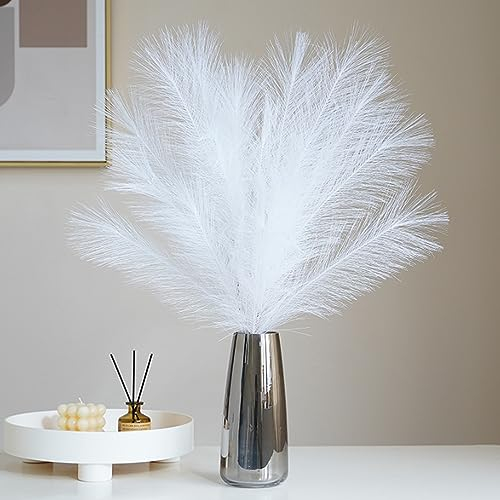 Wlicon 6 Stück Pampasgras Künstlich,45cm Pampasgras Weiß Klein, Langlebig und Formbar,Pampasgras Deko für Boho Raum Dekor,Wohnzimmer, Vase,Dekoration Modern