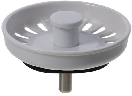SSHHUI Kitchen Sink Drain Strainer Replacement, 2.9 Inch Diameter Stainless Steel Strainer Waste Plug White Basket with Plastic Knob