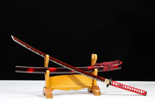TEERMA 40 Zoll China Handmade Handschmieden Katana Schwert aus Hohem Mangan Stahl scharfes und echtes Katana China Schwert DS003