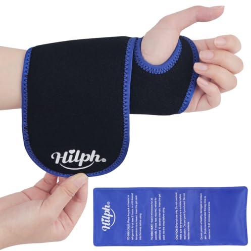 Hilph Poche de Glace pour Poignet, Poches de Glace Réutilisables en Gel pour les Mains, Enveloppe de Glace pour Blessures à la Main, Gonflements, Ecchymoses, Entorses et Arthrite- Noir