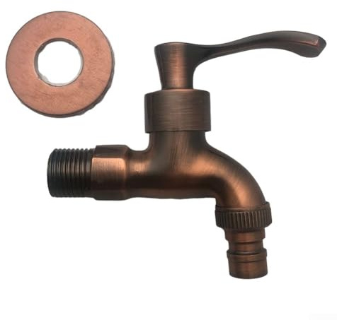 HEBEOT Robinet d'extérieur vintage en alliage de zinc finition bronze antique pour machine à laver, grue murale rétro (bronze rouge)