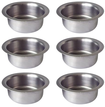 JIHUOO 6 Pcs Metal Candle Holder Inserts Stainless Steel Candle Holder Cups Candlestick Liners Candle Drip Protectors Catchers for Lamp or Candle Making Silver