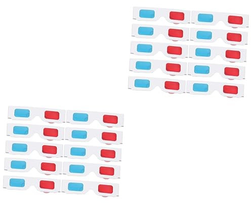BELLIFFY 20pezzi Occhiali Anaglifici Carta Per Film e Video Leggeri Riutilizzabili Compatibili Con Cinema e Casa