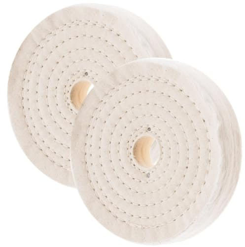 OMNIVOR - Lot De 2 Disques De Polissage En Coton Cousu 150 x 25 mm Alésage 16 mm - 80 Plis - Pour Métal Bois Plastique - Compatible Tourets À Polir